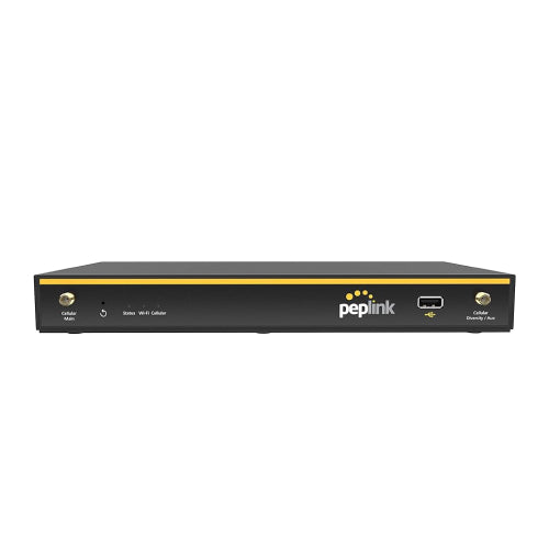 Peplink Balance 20X CAT 4 router with front USB port and cellular connectors.