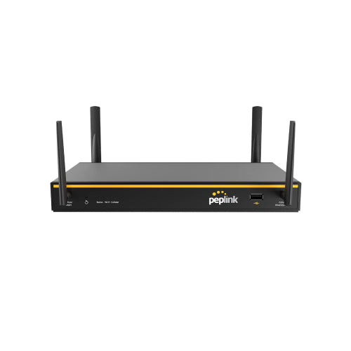 Peplink Balance 20X CAT 7 router with four antennas and front USB port.
