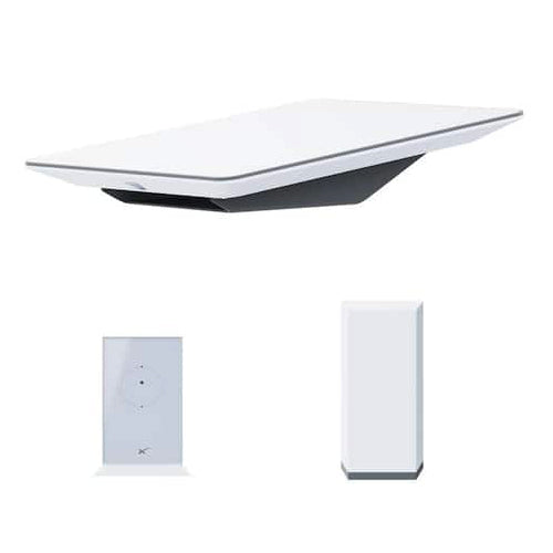 Starlink flat high-performance dish with router and power supply.